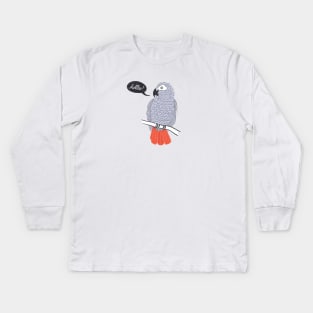 African Grey Kids Long Sleeve T-Shirt